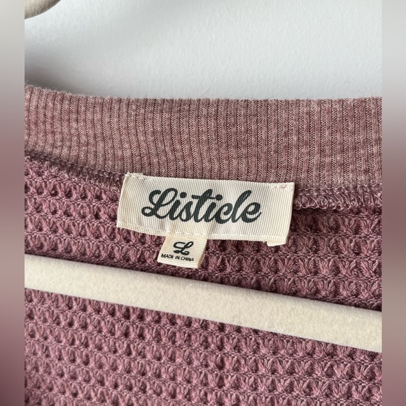 waffle knit button up top - Picture 5 of 6